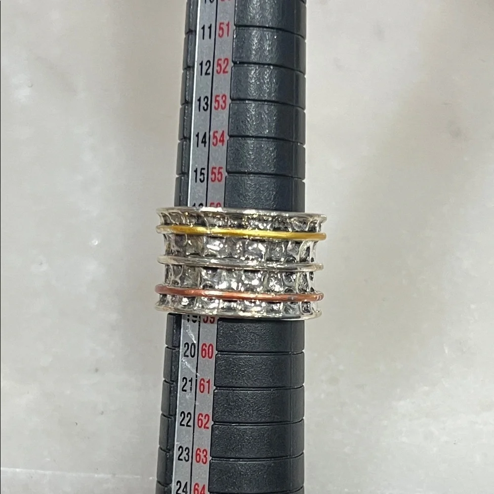 Silver and Gold Ring with Blue Turquoise Stone